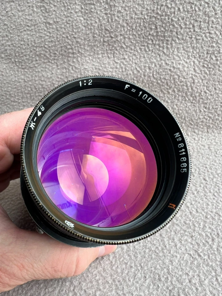 Soviet LOMO (2 / 100) lens OKS 1 - 100 - 1 J - 48 G - 48 Red "P" Mount M42 - Image 1 of 4