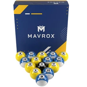 Mavrox Billiard Balls Set of 16 - Premium Polyester Resin Billiards Accessories. - Picture 1 of 24