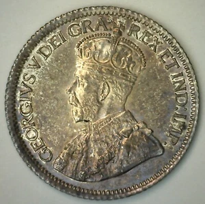 1914 Canada 10 Cent AU to UNC Dime Uncirculated Silver Coin George V Toned - Picture 1 of 2