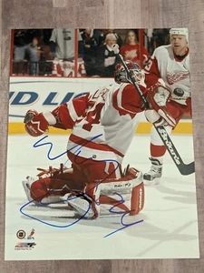 Manny Legace Signed 8x10 Photo File COA Detroit Red Wings Blues Hurricanes A - Picture 1 of 1