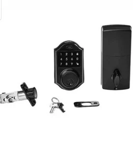 AmazonBasics Electronic Deadbolt Door Lock Classic Satin Nickel Modern  [823] - Picture 1 of 8