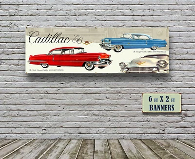 1956 Cadillac Dealer Garage Banner Sedan V8 Coupe Sixty Two Hardtop Caddy Foto 1 de 2