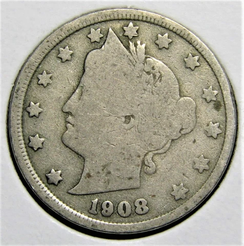 1908 US Liberty V Nickel 5 Cents Coin Cover