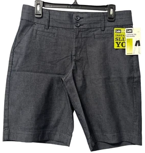 New LEE 10 INDIGO NATURAL FIT BERMUDA SHORT DENIM TUMMY CONTROL 4716646 NWT PRIO - Picture 1 of 8
