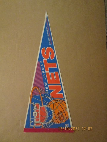 NBA New Jersey Nets Vintage Defunct Circa 1990's Eastern Conference Pennant Cover