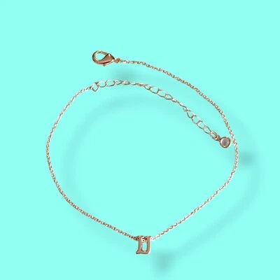 Gold Plate Letter U Slider Charm Ankle Bracelet Anklet Adjustable 11" - Image 1 of 4