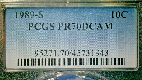 4TH OF JULY SALE --U.S. UNC. 1989-S PCGS PR70DCAM ROSY CLAD DIME-KM#195a Cover