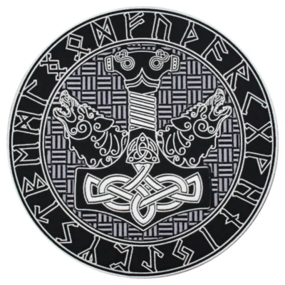 Thor's Hammer Triquetra Back Patch | Viking Norse Mythology Wolf Warrior Logo - Image 1 of 4
