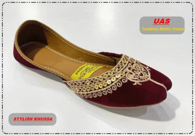 КРАСНЫЙ ЖЕНЩИН РУЧНОЙ РАБОТЫ ПЛОСКИЙ JOTI КОЖАНАЯ ОБУВЬ KHUSSA - Изображение 1 из 4