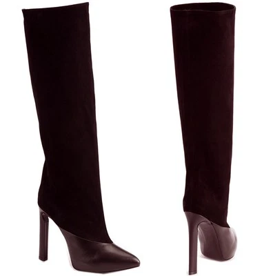 NIB $1,895 Jimmy Choo DERIVE Dark Ebony Brown Suede Tall Knee Boot Heel 38 - 7.5 - Image 1 of 4