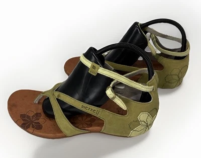 Sandalia Merrell para mujer talla 6 verde jacardia punta abierta hebilla con tiras Foto 1 de 4