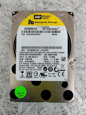 Western Digital WD3000HLHX WD3000HLHX-01JJPV0 Hard Drive 300GB SATA 3.5" - Image 1 of 2