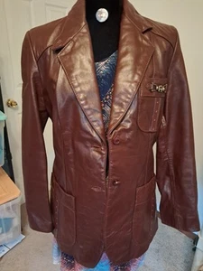 Vintage XL 70er Leder Damen Starsky & Hutch Jacke gefüttert Retro Hipster Boho * - Bild 1 von 11