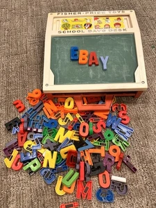 FISHER-PRICE TOYS SCHOOL DAYS DESK VINTAGE 1972 MAGNETIC ABCS & NUMBERS - Picture 1 of 11