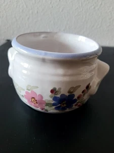 dekorative Keramik Schale Keramiktopf mit Blumen - Motiv weiß original alt - Bild 1 von 7