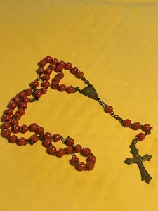 Vintage Rosary Coral Color Beads - Picture 1 of 5