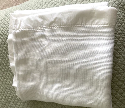 NEW Baby Blanket Morgan ? Thermal Waffle Weave Satin Edge White 36 X 50" vintage - Image 1 of 4