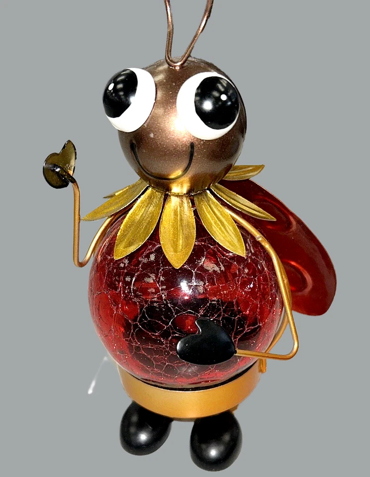 Luz LED Solar Crackle Ball 8" - Linterna Decorativa Jardín Abeja Foto 1 de 1