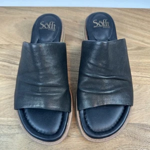 Neu Sofft Chrissie schwarze Damen-Pantoletten aus Leder mit Pfennigabsatz Größe 6,5 M - Bild 1 von 8