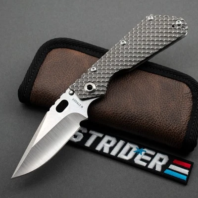 ¡NUEVO! Cuchillos Strider SMF DGG Ti/Ti, hoja Bowie de 4" S30V, herrajes de rendimiento Foto 1 de 4