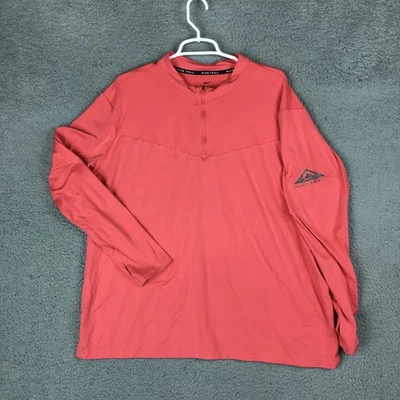Nike Trail Dri-Fit 1/4 Zip Pullover Shirt 2XL Long Sleeve Coral Red Running Top - Image 1 of 4