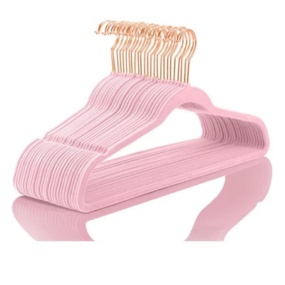 50 шт. бархатные вешалки светло-розовый крючок из розового золота нескользящая высокопрочная одежда - Изображение 1 из 4