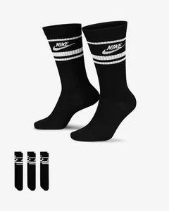 Nike Sportswear Dri-FIT Everyday Essential Crew Socks (3 Pairs) In Black Size L - Picture 1 of 6