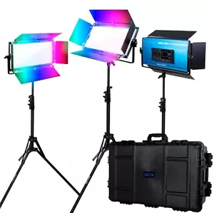Dracast LED1000 X Series RGB and Bi-Color LED 3 Light Kit with Travel Case - Picture 1 of 9