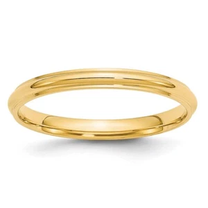 14k Yellow Gold 2.5mm Round with Edge Wedding Band Ring for Women Size 6 - Picture 1 of 5
