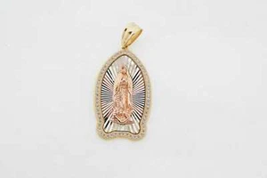 14k Multi-Tone Gold Men's Pendant Charm Estate Sale White CZ 1.49 4.10g - Picture 1 of 6