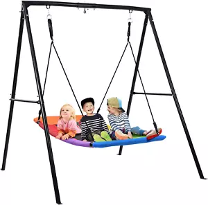 Swing Sets for Backyard, 440Lbs Heavy Duty A-Frame Metal Swing Stand with 60" La - Picture 1 of 6