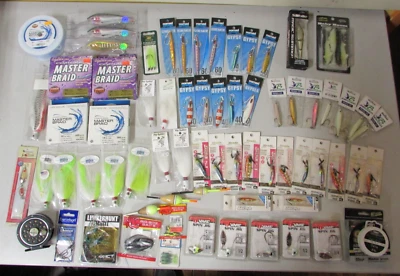 Paquete de pesca con más de 70 artículos (Joebaggs, Xtrada, VMC, etc.) NUEVO Y USADO Foto 1 de 4