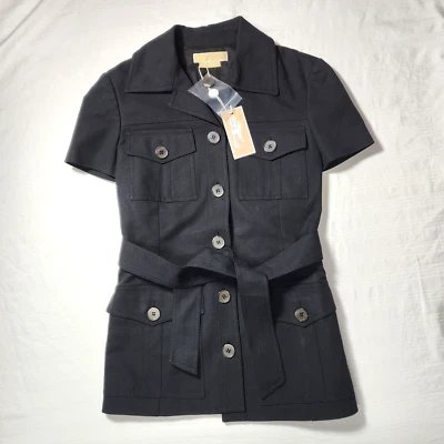 Chaqueta Michael Kors Mujer Talla 2 Negra Manga Corta Blazer con Tirantes Safari Nueva con Etiquetas Foto 1 de 4