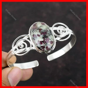 Venta de San Valentín Piedra Eudialita 925 Plata de Ley Brazalete de Compromiso Joyería - Imagen 1 de 6