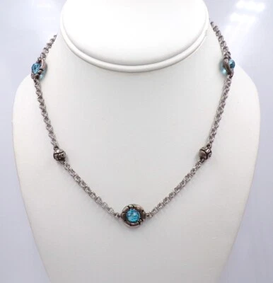 Colar estação topázio azul prata esterlina e ouro 18K John Atencio 16" LLI4 - Imagem 1 de 4