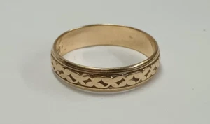 J. R. Wood & Sons Floral Wedding / Eternity Band 14k Yellow Gold Size 7.25 - Picture 1 of 5