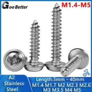 Phillips Flanged Button Head Self Tapping Wood Screws A2 Stainless Steel M1.4-M5 - Picture 1 of 100