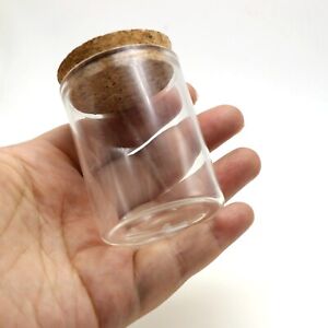2pcs 80ml(2.7OZ) Empty Clear Glass Bottles Vial Jars with Cork Stopper 47X60mm