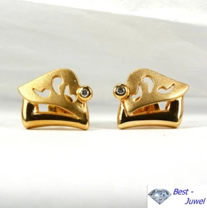 Verspielte Ohrringe Ohrstecker in 585 Gold 14 Karat mit Brillant Diamant - Bild 1 von 2