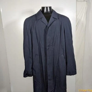 Comtal Vintage langer Polyestermantel Mantel Herren Größe S blau mit Futter - Bild 1 von 7