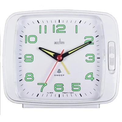 Acctim Ada Analogue Alarm Clock Non Ticking Sweep Quartz Bell Alarm White - Image 1 of 2
