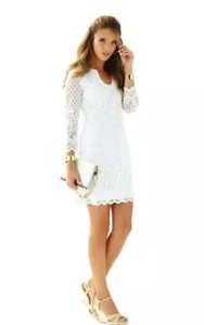 LILLY PULITZER ATLIN Womens Sz M Resort White Lined Sexy Knit Lace Caftan EUC - Picture 1 of 13