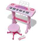  Piano avec 37 Touches Tabouret Microphone pour Enfants Jouet Bleu/Rose