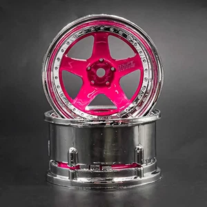 DS Racing Drift Element 5-Spoke Wheels Pink Chrome for 1/10 RC Drift Cars RMX TT - Picture 1 of 4