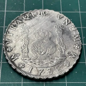 ESPAÑA 8 Reales tipo columnario del año 1736 Felipe V Ceca de Mexico MF - Imagen 1 de 7