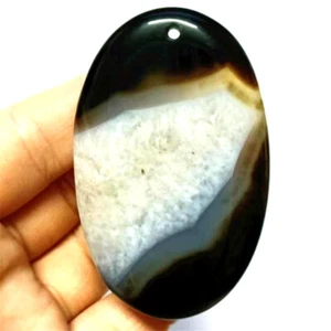 Collar de cuentas colgantes ovalados de ágata de cristal negro natural hágalo usted mismo para hacer joyas - Imagen 1 de 2