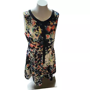 Mac & Jac Womens Multicolor Splatter Floral Sleeveless A Line Casual Dress Sz L - Picture 1 of 9