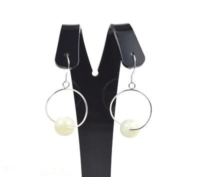 Orecchini pendenti in Argento 925 e Pietra di Luna. Made in Italy - Immagine 1 di 3