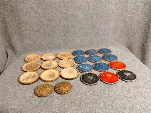 Lot of 13 Vintage Furniture Sliders - Casters - Wood and Plastic Cover