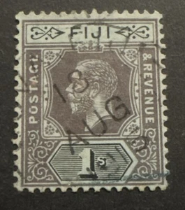 1912-23 Fiji KGV 1s Black Green (white Back) FU stamp SG134a - Picture 1 of 2